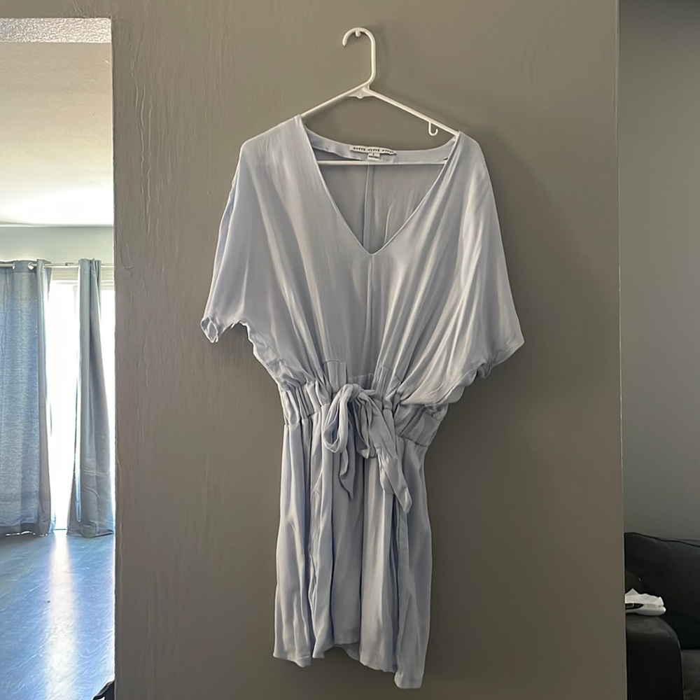 Blue dolman top tie waist dress